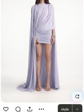 Light Lavender Draped Cape Mini Dress